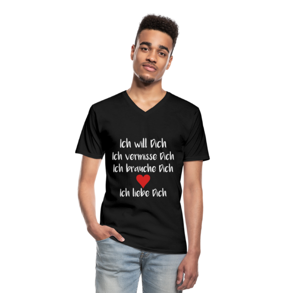 Klassisches Männer-T-Shirt mit V-Ausschnitt ich will dich – Bild 2